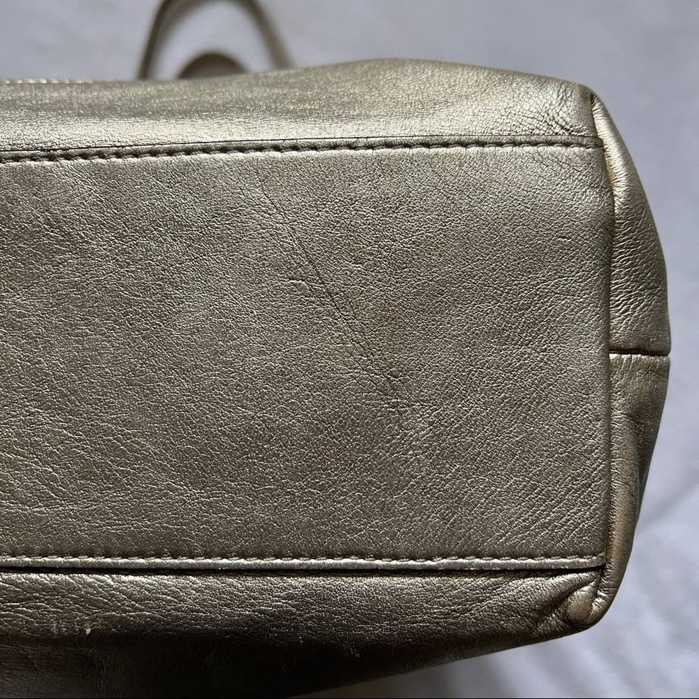 Coach Gold Leather Laura Embossed C Tote Bag - Picture 15 of 15